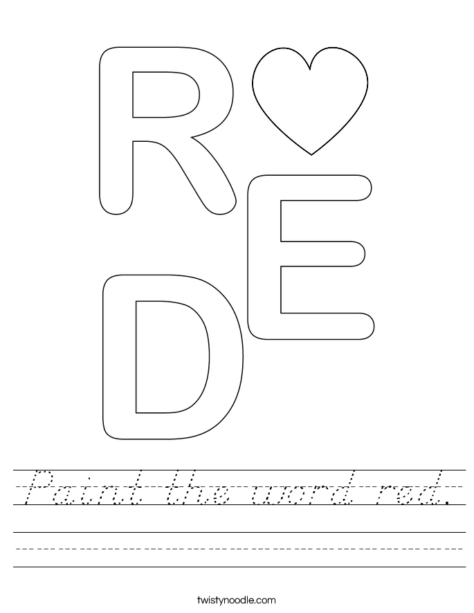 Paint the word red. Worksheet