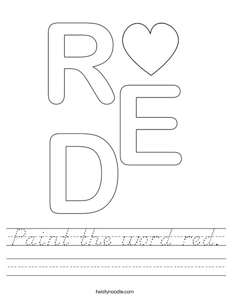 Paint the word red. Worksheet