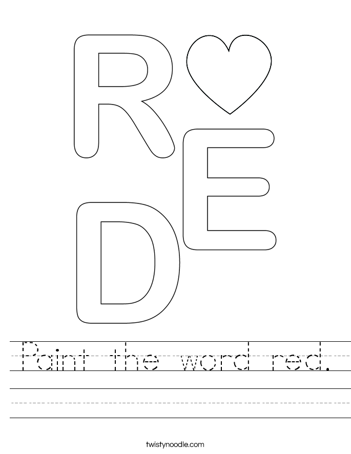 Paint the word red. Worksheet