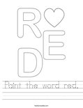 Paint the word red. Worksheet
