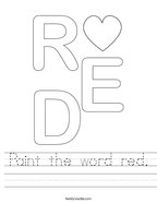 Paint the word red Handwriting Sheet