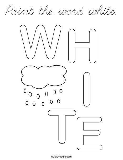 Paint the word white. Coloring Page