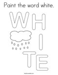 Paint the word white. Coloring Page