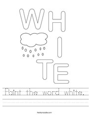 Paint the word white Handwriting Sheet