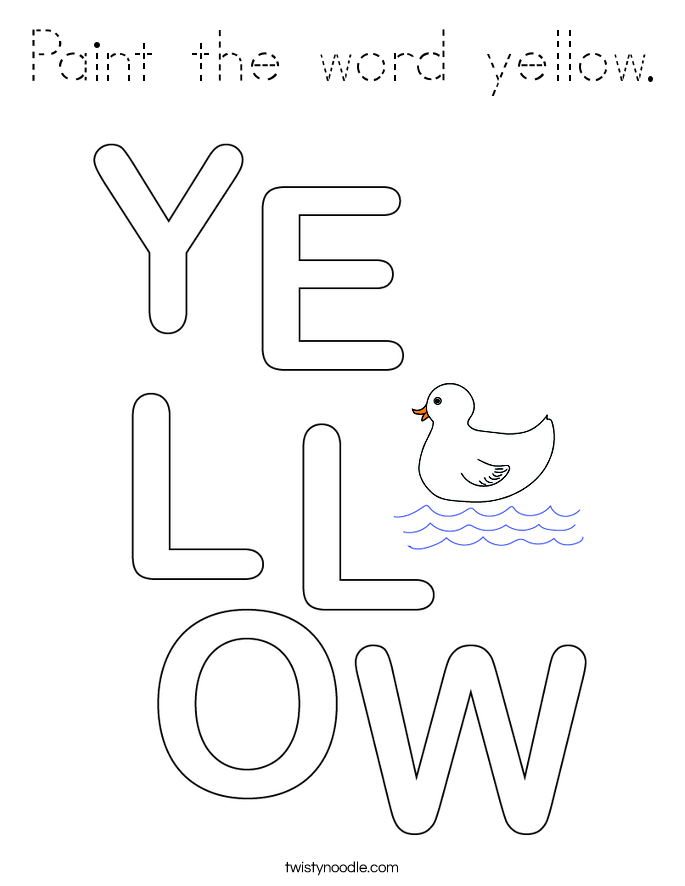 Paint the word yellow. Coloring Page