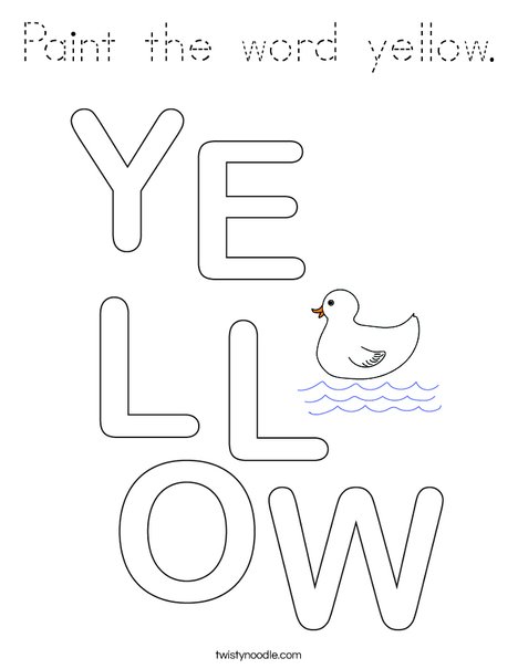 Paint the word yellow. Coloring Page