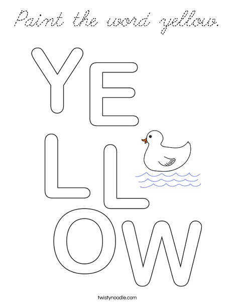 Paint the word yellow. Coloring Page