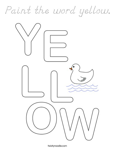 Paint the word yellow. Coloring Page