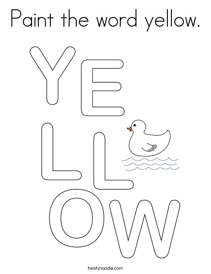 Paint the word yellow. Coloring Page