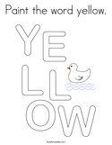 Paint the word yellow Coloring Page