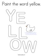 Paint the word yellow Coloring Page