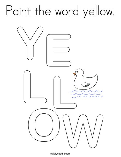Paint the word yellow. Coloring Page