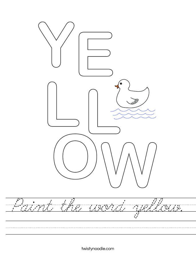 Paint the word yellow. Worksheet