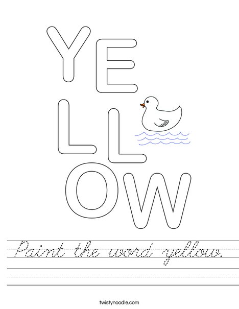Paint the word yellow. Worksheet