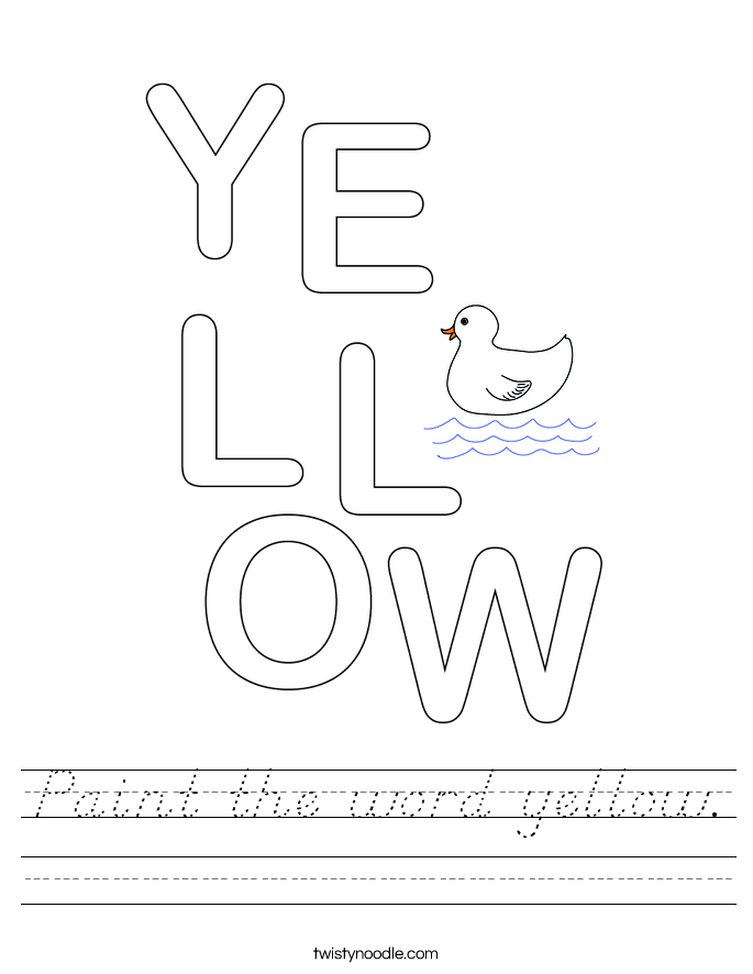 Paint the word yellow. Worksheet