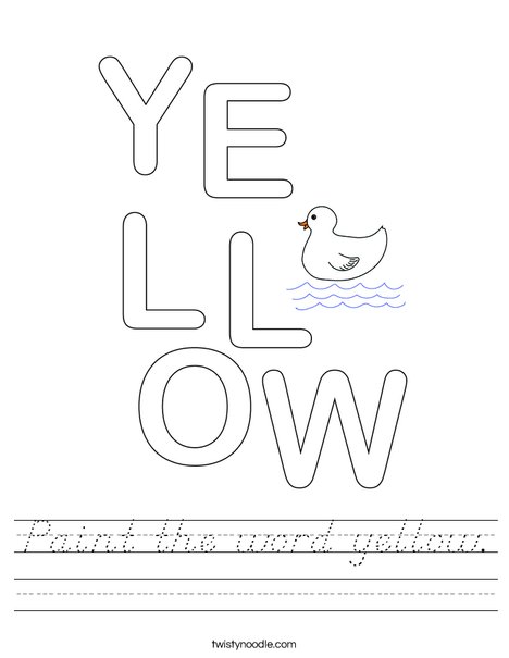 Paint the word yellow. Worksheet