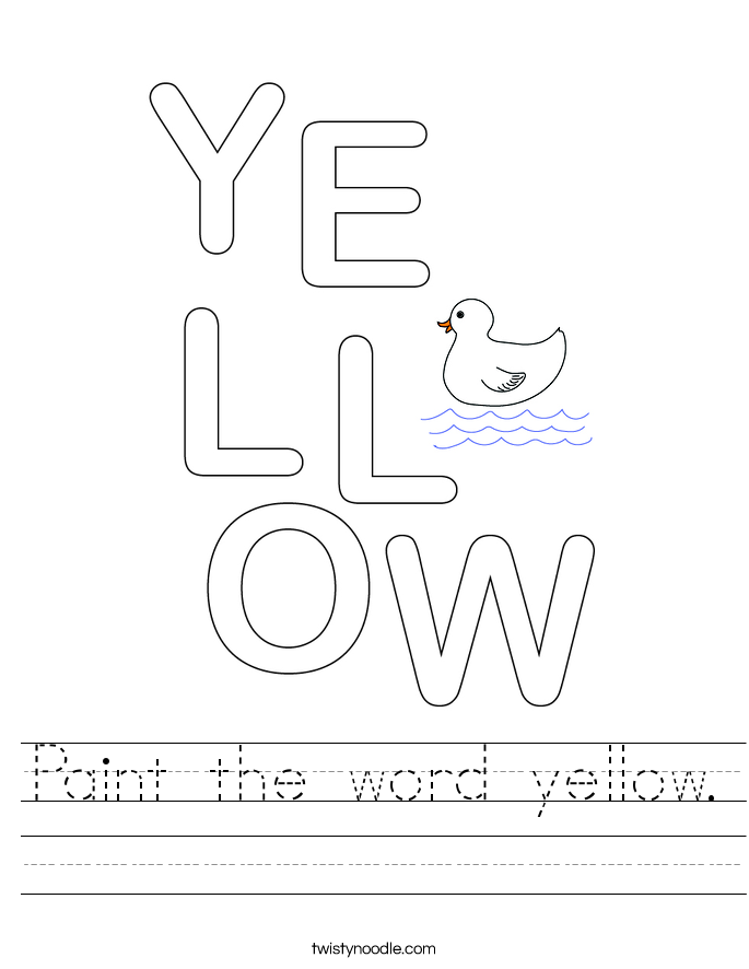 Paint the word yellow. Worksheet