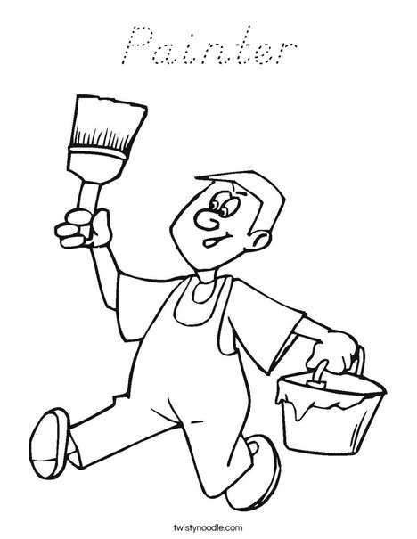 Painter Coloring Page - D'Nealian - Twisty Noodle