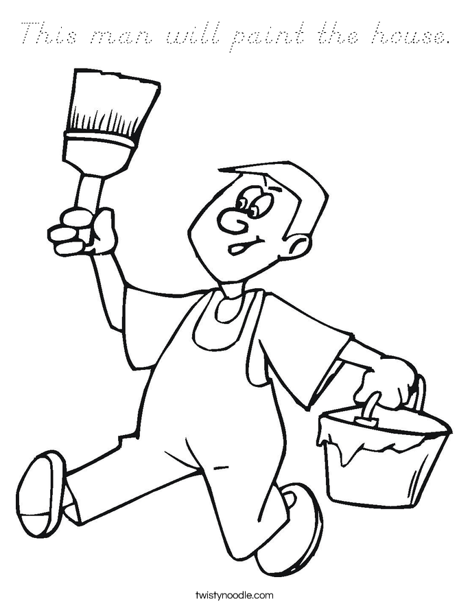 This man will paint the house. Coloring Page
