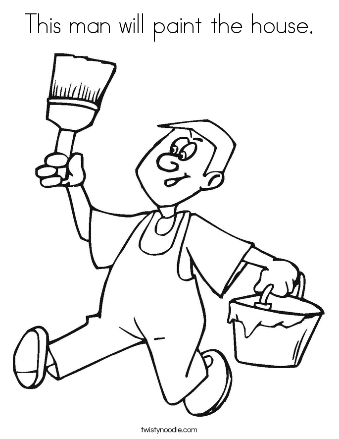 This man will paint the house. Coloring Page