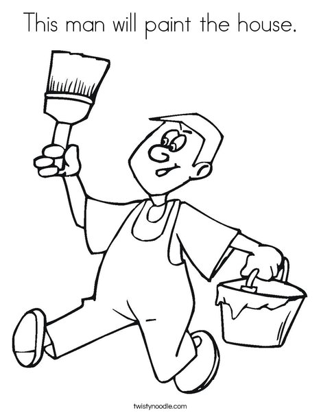 This man will paint the house Coloring Page - Twisty Noodle This man will paint the house Coloring Page - Twisty Noodle