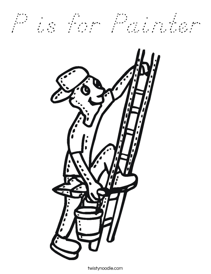 P is for Painter Coloring Page