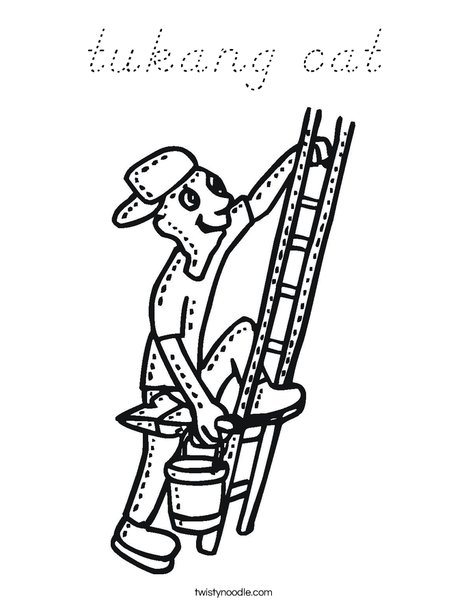Painter on Ladder Coloring Page