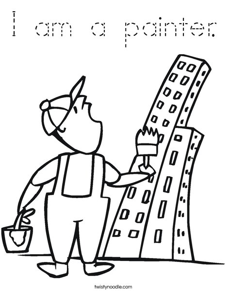 Painter and Skyscraper Coloring Page