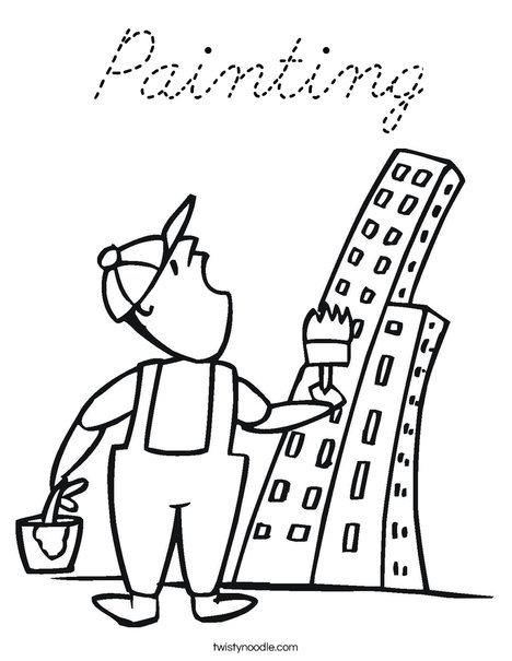Painter and Skyscraper Coloring Page