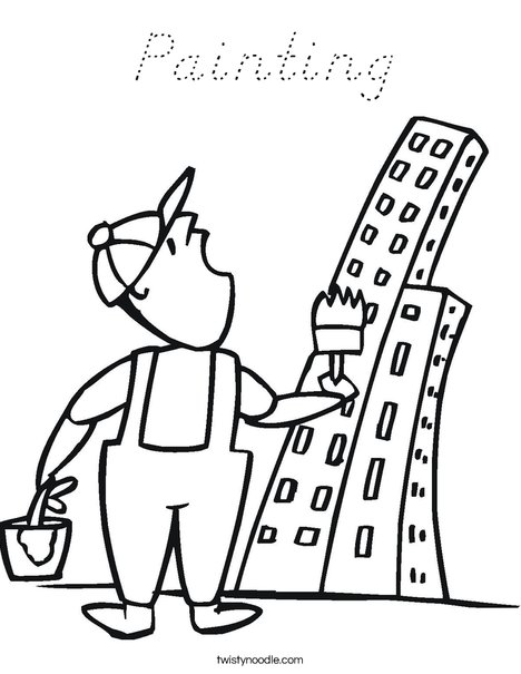 Painter and Skyscraper Coloring Page