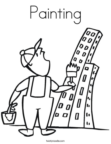 Painter and Skyscraper Coloring Page