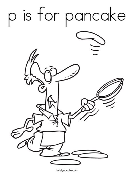 P Is For Pancake Coloring Page Twisty Noodle Pancake Coloring Page