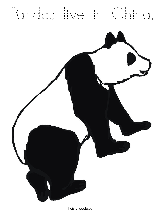 Pandas live in China. Coloring Page
