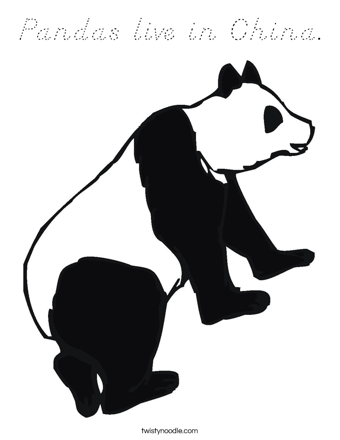 Pandas live in China. Coloring Page