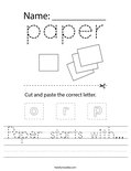 Paper starts with... Worksheet
