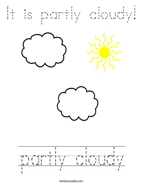 Partly Cloudy Coloring Page