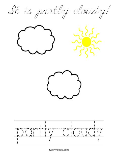 Partly Cloudy Coloring Page