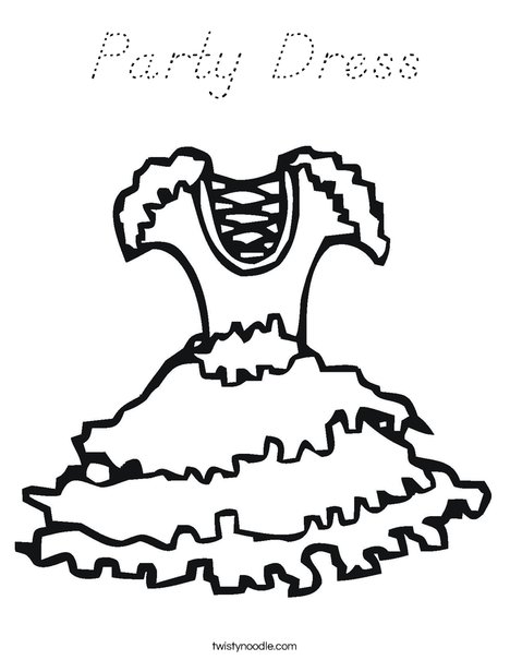 Party Dress with ruffles Coloring Page