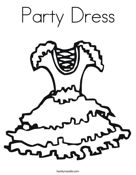 Party Dress with ruffles Coloring Page