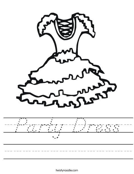 Party Dress with ruffles Worksheet