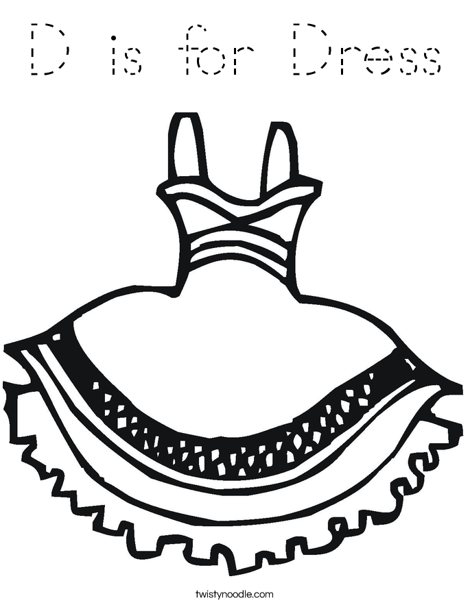 D is for Dress Coloring Page