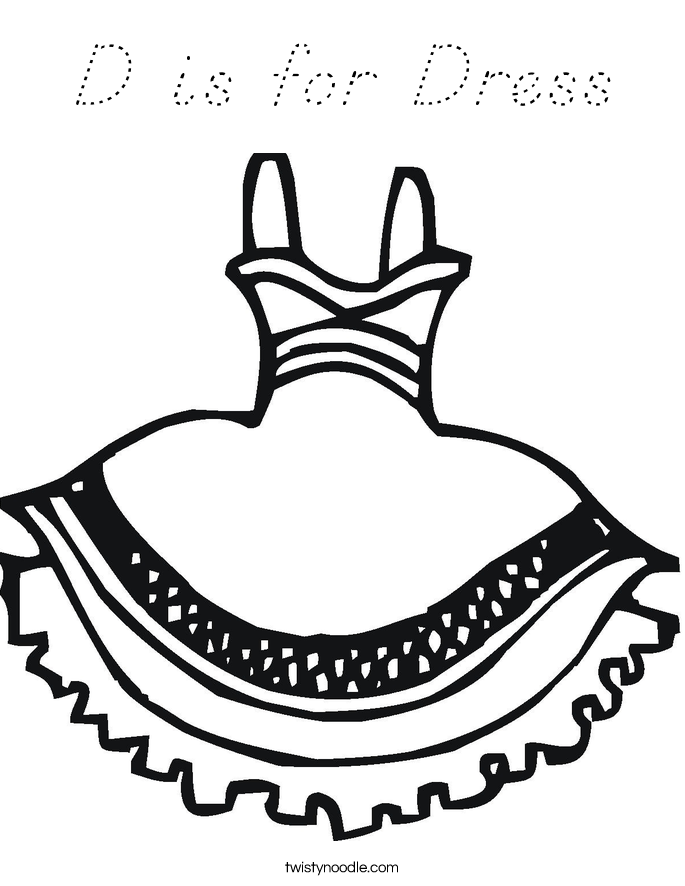 D is for Dress Coloring Page