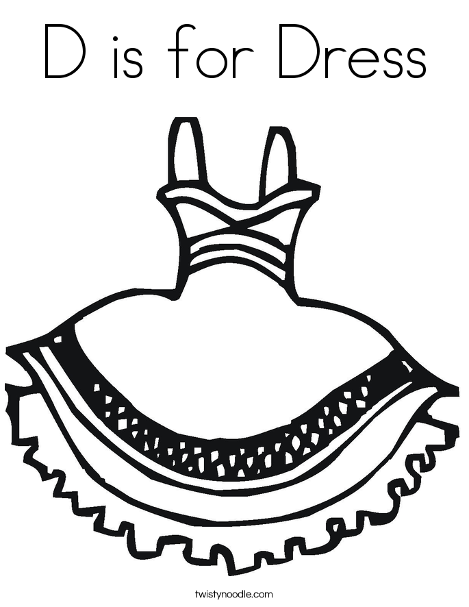 D is for Dress Coloring Page