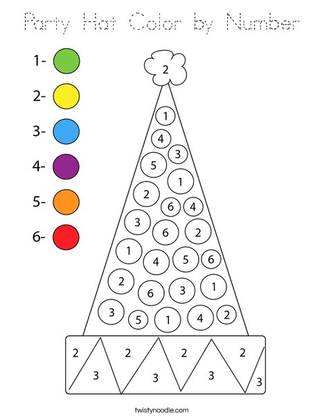 Party Hat Color by Number Coloring Page