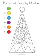 Party Hat Color by Number Coloring Page