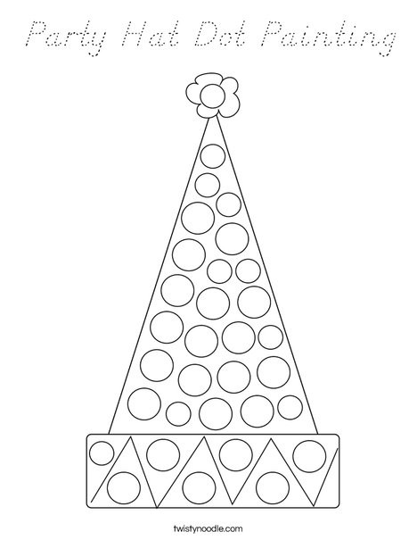 Party Hat Dot Painting Coloring Page