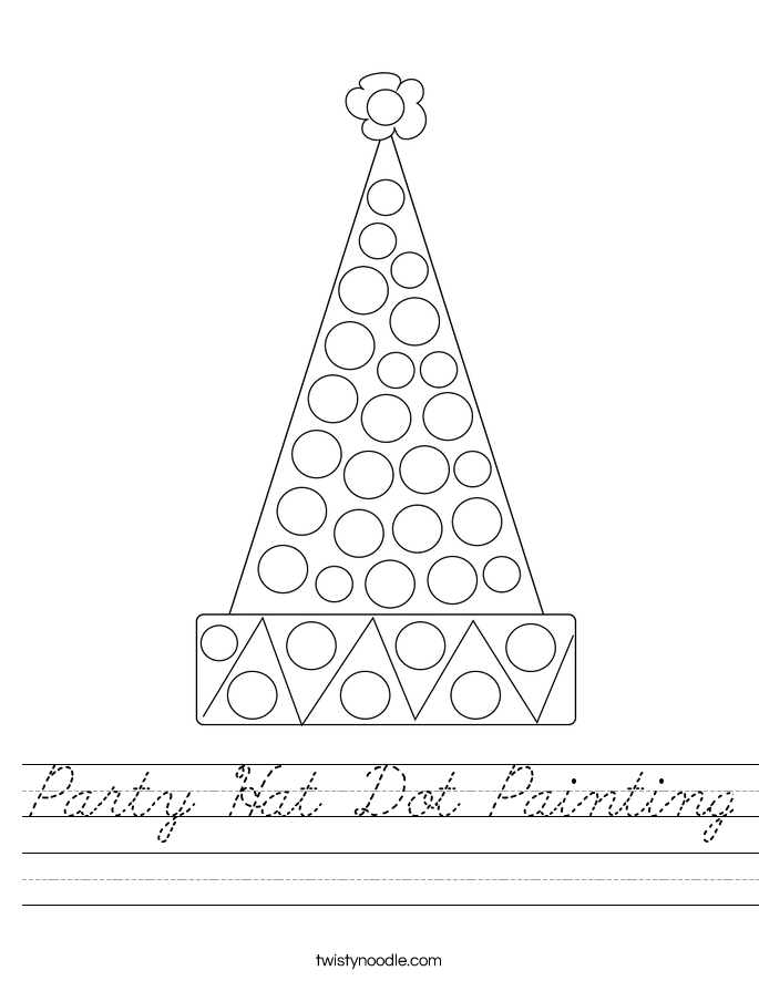 Party Hat Dot Painting Worksheet