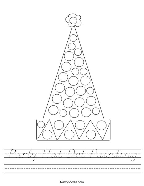 Party Hat Dot Painting Worksheet