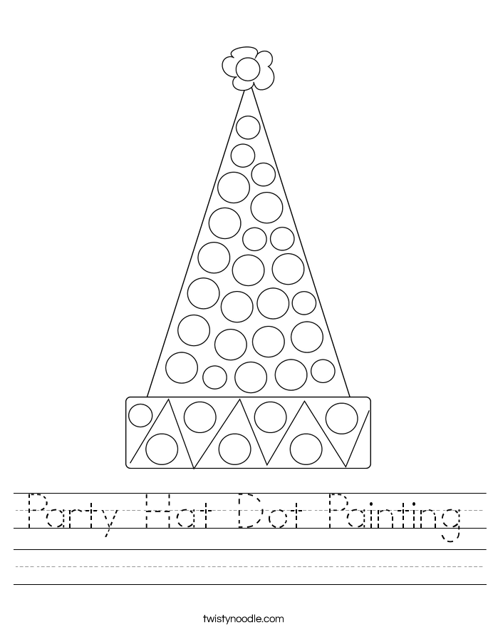 Party Hat Dot Painting Worksheet