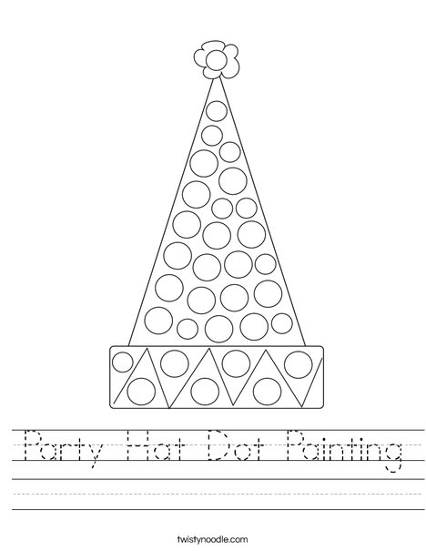 Party Hat Dot Painting Worksheet